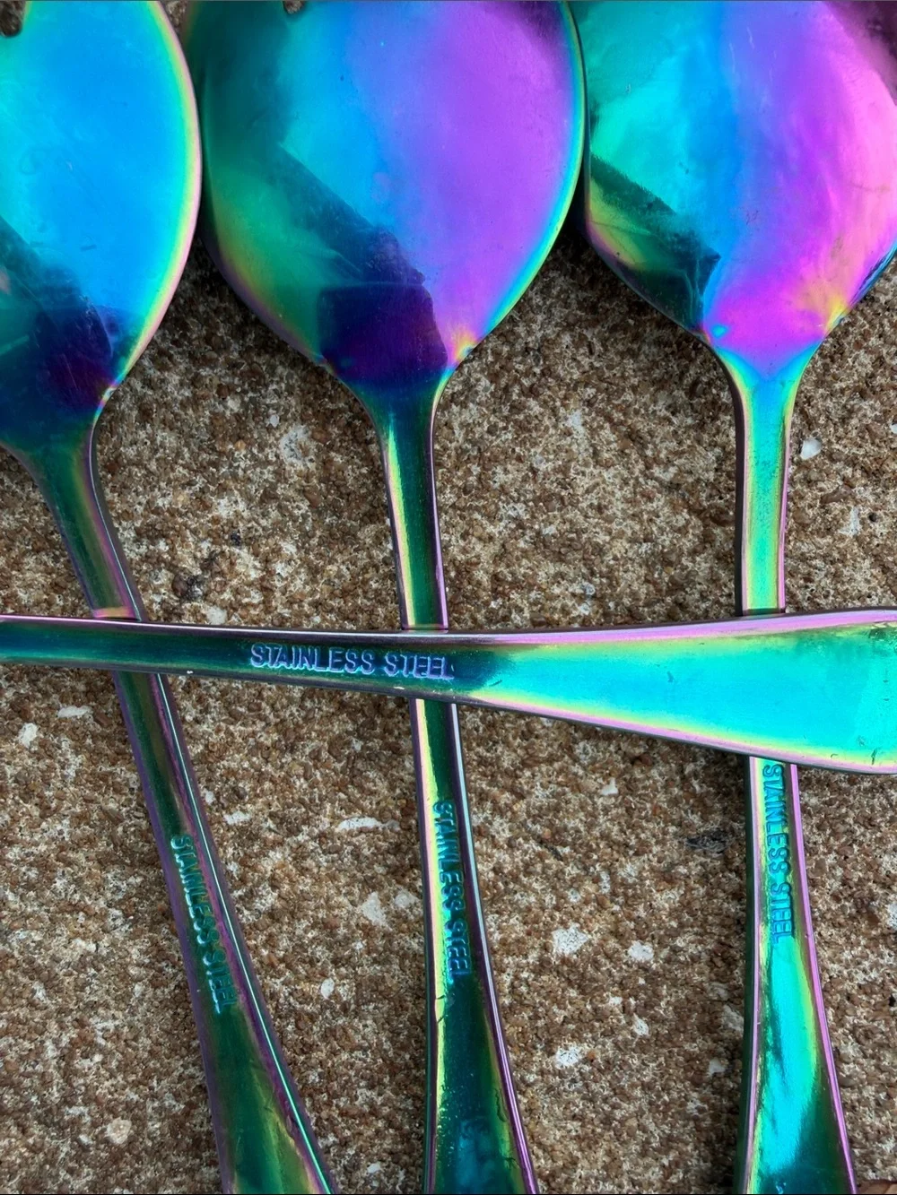 Iridescent Rainbow Tulip Salad Forks - Set of 4. EUC